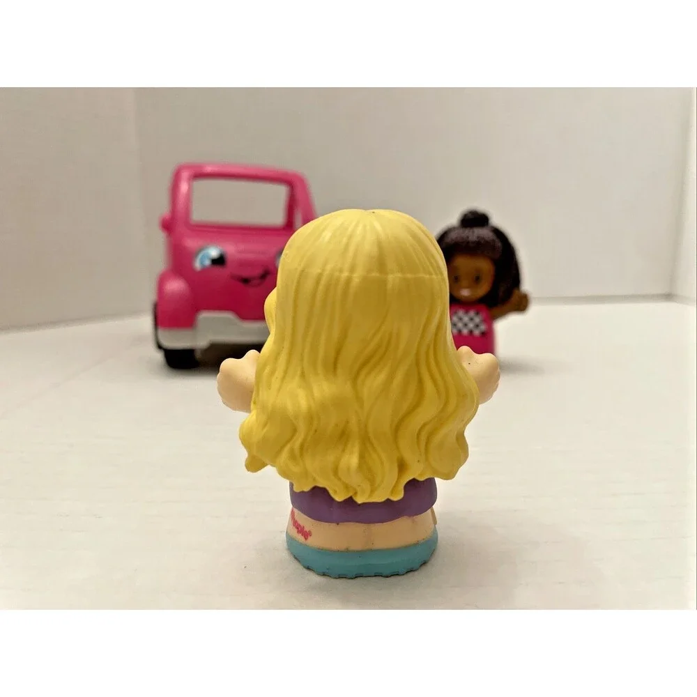 Fisher-Price Little People Barbie Lot of 4 Figures + Pink Convertible Car Dog
